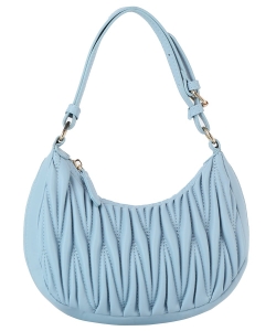 Fashionable Hobo Bag Quilted Pattern Zipper Adjustable DX-0185-M SKY BLUE
